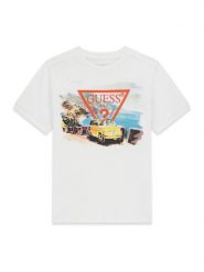 Guess T-Shirt L6GI08 K8HM4 Biały Regular Fit. Białe t-shirty i koszulki chłopięce Guess, z aplikacjami, z bawełny, bez kołnierzyka, bez ramiączek. Za 119.99 zł.