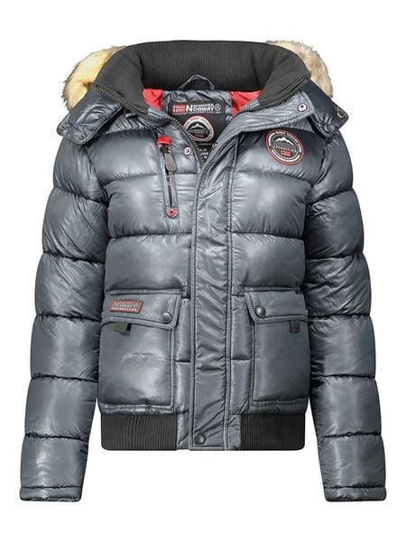 Geographical Norway Kurtka zimowa "Bugs" w kolorze ciemnoszarym rozmiar: XL. Szare kurtki damskie Geographical Norway, na zimę, xl, bez wzorów, prążkowane, bez kaptura. Za 438.21 zł.