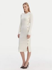 Guess Sukienka dzianinowa W6RK06 Z2YJ2 Écru Regular Fit. Sukienki damskie Guess, z aplikacjami, z dzianiny, bez ramiączek. Za 659.99 zł.