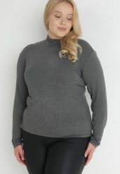 Szary Golf Niinisto. Szare golfy damskie Born2be, plus size, bez wzorów, z dzianiny, bez ramiączek. Za 29.99 zł.