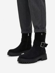 Beverly Hills Polo Club Botki EO-LI25184-2 Czarny. Czarne botki damskie Beverly Hills Polo Club, z materiału, bez obcasa, na płaskiej podeszwie, bez zapięcia. Za 329.99 zł.