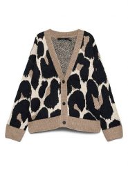 Vero Moda Kardigan w kolorze kremowo-beżowo-czarnym rozmiar: L. Brązowe kardigany damskie Vero Moda, l, bez wzorów, ze splotem. Za 149.95 zł.