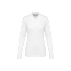Damska koszulka polo z długim rękawem z suprimy Kariban Premium. Białe koszulki damskie KARIBAN, bez wzorów, z bawełny, bez kołnierzyka, bez ramiączek. Za 173.00 zł.