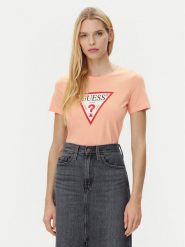 Guess T-Shirt W1YI1B I3Z14 Koralowy Regular Fit. Pomarańczowe t-shirty damskie Guess, xs, z aplikacjami, z bawełny, bez kołnierzyka. Za 79.99 zł.