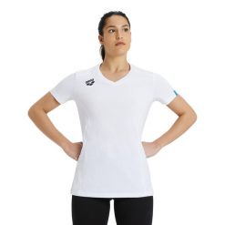 Koszulka damska Arena Team T-Shirt Panel. Białe koszulki sportowe damskie Arena, bez wzorów, bez ramiączek, do pływania. Za 172.00 zł.
