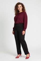 Eleganckie czarne spodnie Jeangaliny11 o kroju wide leg PLUS SIZE XXL OVERSIZE JESIEŃ. Czarne spodnie materiałowe damskie Moda Size Plus Iwanek, bez wzorów, z bawełny. Za 199.90 zł.