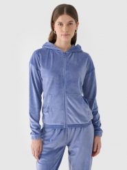 4F Bluza dresowa z weluru rozpinana z kapturem damska - granatowa XS. Niebieskie bluzy damskie 4F, xs, bez wzorów, z dresówki, z kapturem. W wyprzedaży za 79.99 zł.
