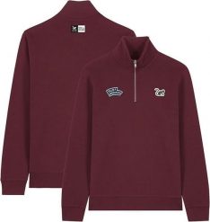 Bluza z zamkiem 1/4 – Polo – Organiczna – Dorosła (bordowa). Czerwone bluzy damskie SURF MONKEY, m, z aplikacjami, z bawełny, bez kaptura. Za 349.95 zł.