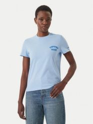 Tommy Jeans T-Shirt Bubble Logo DW0DW22310 Błękitny Regular Fit. Niebieskie t-shirty damskie Tommy Jeans, xs, bez wzorów, z bawełny, bez kołnierzyka. Za 149.99 zł.