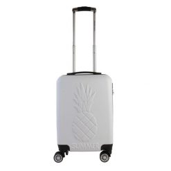 Walizka z wytłoczonym ananasem. Szare walizki Intesi, bez wzorów, z tworzywa sztucznego. W wyprzedaży za 221.00 zł.