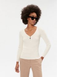 Morgan Bluzka 232-MBANZA Écru Slim Fit. Bluzki damskie Morgan, l, bez wzorów, z wiskozy, bez kołnierzyka, bez ramiączek. Za 129.99 zł.