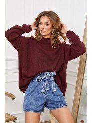 Joséfine Sweter "Ladem" w kolorze bordowym rozmiar: L. Czerwone swetry klasyczne damskie Joséfine, l, bez kołnierzyka. Za 219.08 zł.