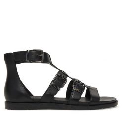 Sandały Tamaris. Czarne sandały damskie Tamaris, bez wzorów, bez obcasa, na płaskiej podeszwie, bez zapięcia. Za 369.99 zł.