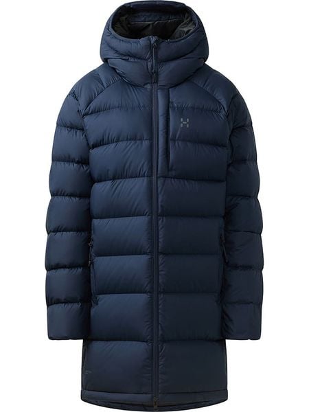 Haglöfs Płaszcz puchowy "Rosson Down" w kolorze granatowym rozmiar: XS. Niebieskie płaszcze damskie Haglöfs, xs, bez wzorów, z puchu, bez kaptura. Za 964.11 zł.