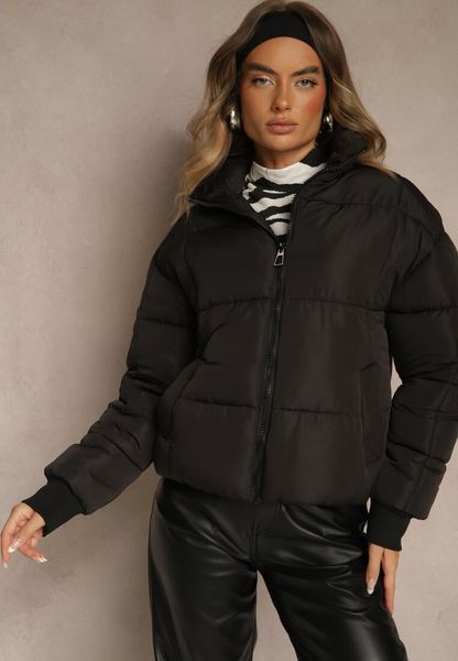Czarna Kurtka Puffer z Pikowanymi Przeszyciami i Ściągaczami przy Rękawach Cenilea. Czarne kurtki damskie Renee, l, bez wzorów, z jeansu, z kapturem. Za 109.99 zł.
