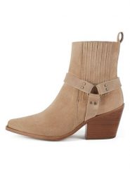 Loft37 Skórzane botki w kolorze beżowym rozmiar: 38. Brązowe botki damskie loft37, eleganckie, bez obcasa, bez zapięcia. Za 565.99 zł.