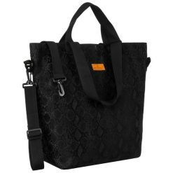 Duży, czarny shopper damski z poliestru zawieszony na uchwytach i regulowanym pasku Rovicky R-TZ15605. Czarne shopper bag ROVICKY, bez wzorów, bez dodatków. Za 59.99 zł.