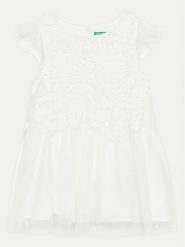 United Colors Of Benetton Sukienka codzienna 40WMGV01R Biały Regular Fit. Białe sukienki dziewczęce United Colors Of Benetton, bez wzorów, z syntetyku, bez ramiączek, proste. Za 99.99 zł.