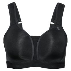 Biustonosz damski ODLO Padded High Sport Bra. Czarne biustonosze sportowe damskie ODLO, bez wzorów. Za 349.98 zł.