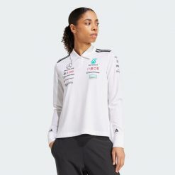 Koszulka Mercedes - Amg Petronas Formula One Team Polo Long Sleeve. Białe koszulki damskie Adidas, l, bez wzorów, z materiału, bez kołnierzyka, bez ramiączek. Za 479.00 zł.
