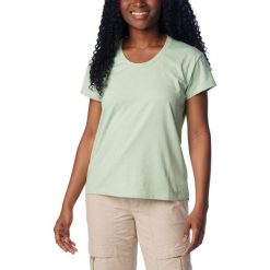 Koszulka damska Columbia Sun Trek Short Sleeve Tee. Zielone koszulki damskie Columbia, xs, bez wzorów, bez kołnierzyka, bez ramiączek. Za 89.99 zł.