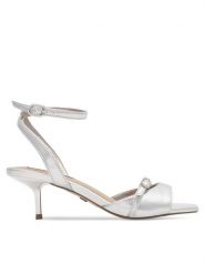 Nine West Sandały FEROZA BYCCC02 Srebrny. Szare sandały damskie Nine West, bez wzorów, z syntetyku, bez obcasa, na szpilce, bez zapięcia. Za 229.99 zł.