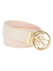 Guess Pasek w kolorze jasnoróżowym rozmiar: 105. Różowe paski damskie Guess, z aplikacjami, z materiału. Za 223.99 zł.