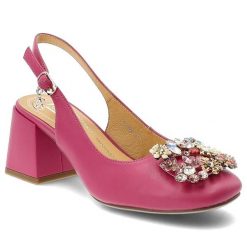 Czółenka damskie Artiker, cholewka ze skóry naturalnej zabudowany nosek pasek na pięcie z regulowaną klamrą, różowe, 58C0662. Czerwone czółenka damskie Artiker, z aplikacjami, ze skóry, bez obcasa, na obcasie. Za 249.00 zł.