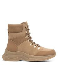 DeeZee Botki GAIA WS6029-17 Brązowy. Brązowe botki damskie DeeZee, z syntetyku, bez obcasa, na płaskiej podeszwie, bez zapięcia. Za 89.99 zł.