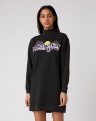 DAMSKA SUKIENKA WRANGLER HIGH NECK SWEAT DRES FADED BLACK W9P2HNXV6 112132452. Czarne sukienki damskie Wrangler, bez wzorów, z dresówki, bez ramiączek. Za 169.99 zł.
