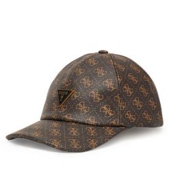 Czapka z daszkiem Guess. Brązowe czapki z daszkiem damskie Guess, z aplikacjami. Za 199.99 zł.