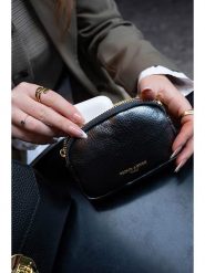 Victor & Hugo Paris Skórzany portfel "Gema" w kolorze czarnym - 15 x 10 x 5 cm rozmiar: onesize. Czarne portfele damskie Victor & Hugo Paris, bez wzorów, z materiału. Za 104.99 zł.