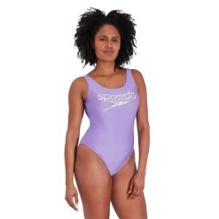Strój Kąpielowy Speedo Logo U-back – Fioletowo-Biały - Rozmiar 30. Fioletowe stroje jednoczęściowe Speedo, bez wzorów. Za 493.60 zł.