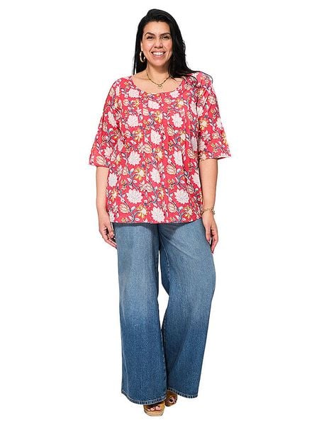 Aller Simplement Bluzka w kolorze czerwonym rozmiar: 46/48. Czerwone bluzki damskie Aller Simplement, bez wzorów, z bawełny, klasyczne, bez kołnierzyka, bez ramiączek. Za 83.42 zł.