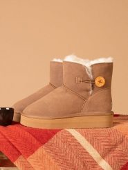 NICEBAY Skórzane botki zimowe "Fowl" w kolorze karmelowym rozmiar: 41. Brązowe botki damskie NICEBAY, na zimę, z materiału, bez obcasa, na platformie, bez zapięcia. Za 205.93 zł.