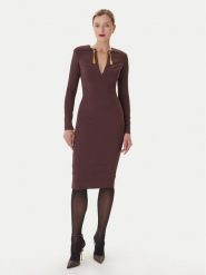 Elisabetta Franchi Sukienka koktajlowa AB-805-57E2-V460 Bordowy Slim Fit. Czerwone sukienki damskie Elisabetta Franchi, bez wzorów, z syntetyku, wizytowe, bez ramiączek. Za 1,999.00 zł.