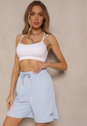 Niebieskie Sportowe Szorty Typu Bermudy z Kieszeniami Terinia. Niebieskie spodenki sportowe damskie Renee, na lato, s, bez wzorów, trekkingowe. Za 34.99 zł.