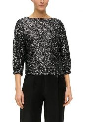 S.Oliver Bluzka w kolorze czarnym rozmiar: 36. Czarne bluzki damskie S.Oliver, s, bez wzorów, bez kołnierzyka, bez ramiączek. Za 130.50 zł.