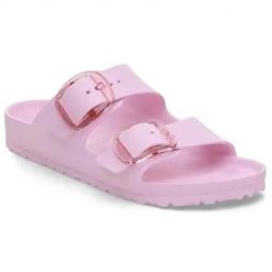 Klapki damskie Birkenstock Arizona. Czerwone klapki damskie Birkenstock, bez wzorów, z materiału, bez obcasa, bez zapięcia. Za 426.00 zł.