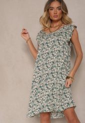 Zielona Sukienka z Bawełny o Rozkloszowanym Kroju w Print Paisley Islio. Zielone sukienki damskie Renee, bez wzorów, z bawełny, biznesowe, bez ramiączek. W wyprzedaży za 39.99 zł.