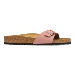 Birkenstock Madrid BFBC Pink Clay Klapki damskie. Czerwone klapki damskie Birkenstock, bez wzorów, bez obcasa, bez zapięcia. Za 339.99 zł.