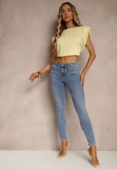Niebieskie Jeansy Skinny Regular Waist Tolilune. Niebieskie jeansy damskie Renee, bez wzorów, z jeansu. Za 89.99 zł.