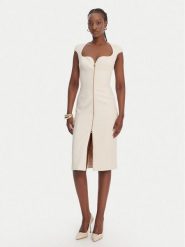 Elisabetta Franchi Sukienka koktajlowa AB-900-61E2-V430 Écru Regular Fit. Sukienki damskie Elisabetta Franchi, bez wzorów, z syntetyku, wizytowe, bez ramiączek. Za 1,829.00 zł.