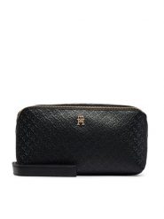 Tommy Hilfiger Kosmetyczka Th Icon Double Washbag Mono AW0AW18930 Czarny. Czarne kosmetyczki damskie Tommy Hilfiger, bez wzorów, ze skóry. Za 309.99 zł.