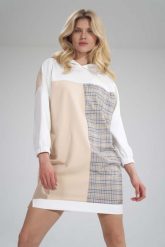 Trzykolorowa Sukienka w Sportowym Wydaniu - Wzór 121. Brązowe sukienki damskie Figl, bez wzorów, z dzianiny, sportowe, bez ramiączek. Za 249.00 zł.