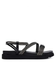 Patrizia Pepe Sandały PPJ401.01 Czarny. Czarne sandały damskie Patrizia Pepe, bez wzorów, z syntetyku, bez obcasa, na płaskiej podeszwie, bez zapięcia. Za 489.99 zł.