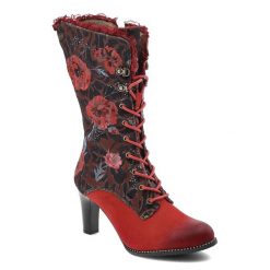 Czerwone Kozaki Laura Vita Stylowe Obuwie Damskie Premium. Czerwone kozaki damskie LAURA VITA, z koronki, bez obcasa, na obcasie, bez zapięcia. Za 409.00 zł.
