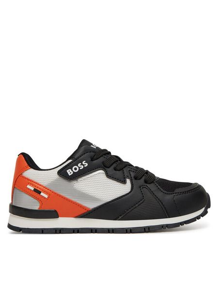 BOSS Sneakersy J51646 M Czarny. Czarne buty sportowe chłopięce Boss, ze skóry, bez zapięcia. Za 293.99 zł.