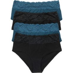 Figi "maxi panty" (4 pary) bonprix czarno-niebieskozielony morski. Czarne bokserki damskie bonprix, z haftami, z koronki. Za 55.96 zł.