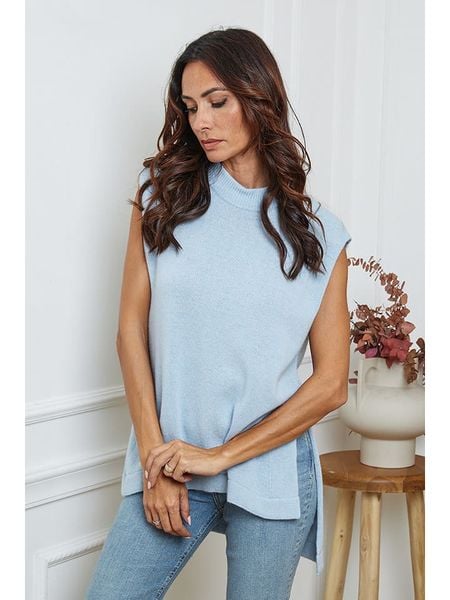 So Cachemire Sweter "Ernon" w kolorze błękitnym rozmiar: M. Niebieskie swetry klasyczne damskie So Cachemire, m, z kaszmiru, bez kołnierzyka. Za 275.40 zł.